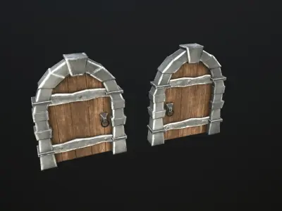 Low Poly Stylized Door Low-poly 3D model