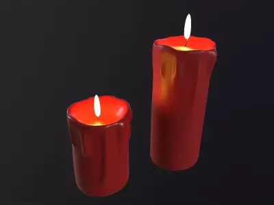 Candles 3D Model two Low-poly 3D model