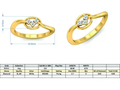 Solitaire Engagement Wedding Diamond Ring 3D print model 4