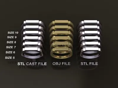 STEP BAR RING BAND NARROW MIX SIZE 3D print model