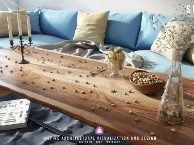 SPREAD living room with couch and coffee table 3D model