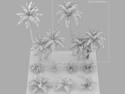 Cartoon Oasis Plants Low-poly 3D model