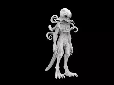 Alien Monster 3D Print Model Bipedal Sci-Fi Creature 3D print model