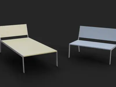 Collection of two Deckchair Low-Poly Low-poly 3D model