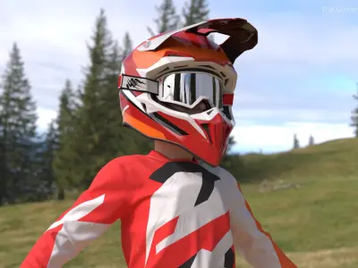  Kids Motocross Gear Set Red-Orange 