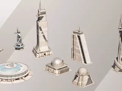 Eclectic Futurism Low-poly 3D model