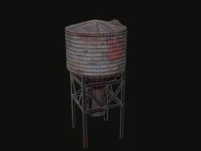 Reservior 2 water silo Low-poly 3D model