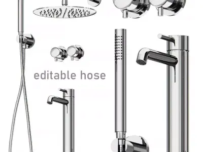 Bathroom plumbing set 3D model