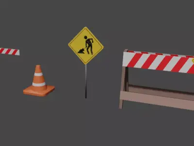 building site sign Low-poly 3D model