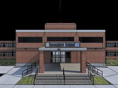 College School Secondary Low-poly 3D model