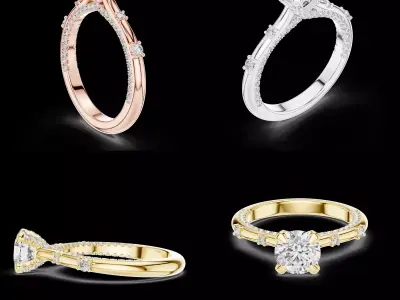 Round Diamond Solitaire Engagement Ring CAD Design 3DM STL 3D print model