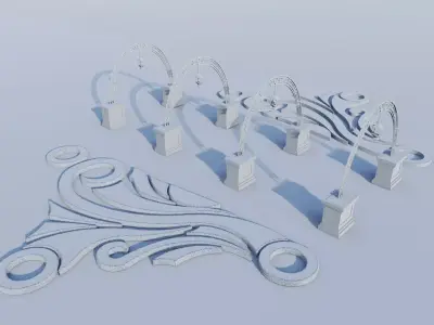 Classical Garden Archway and Topiary Set Low-poly 3D model