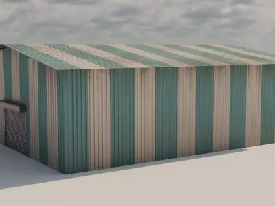 Industrial Corrugated Warehouse - PBR Game Ready Low-poly 3D model