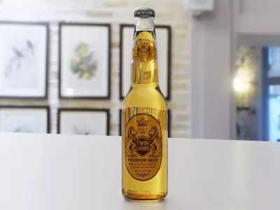 Beer Bottle Twin Lions Brand Low-poly 3D model