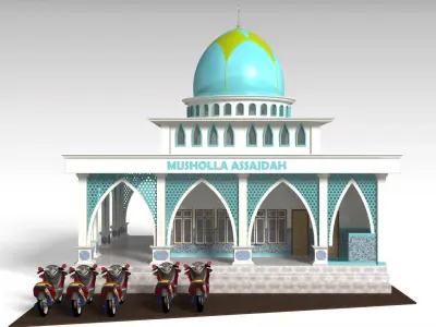 Contemporary Minimalist Mosque 3D model