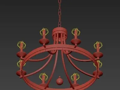Wide Round 8 Light Chandelier 3D model