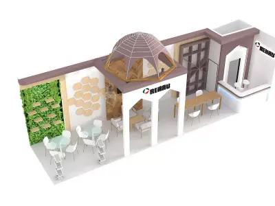 Booth Exhibition Design size 3x12 m with two open sides  Low-poly 3D model