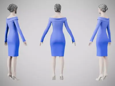 Dress 11 Very Light Blue Low-poly 3D model