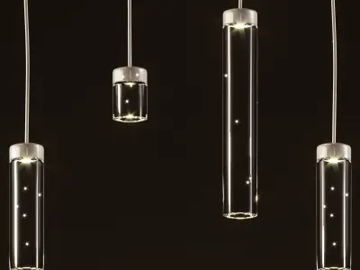 VESSEL three glass pendant lights hanging 3D model