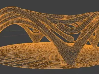 Parametric Interwoven Pavilion  Modern Park Shelter Low-poly 3D model