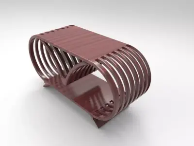 table wooden side with curved design 3D model