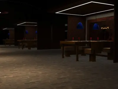 Open Restaurant Low-poly 3D model