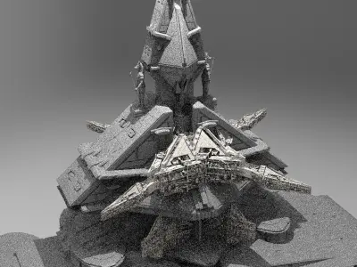 Ra Has Returned Sci-Fi City Tower ruin 10  3D model