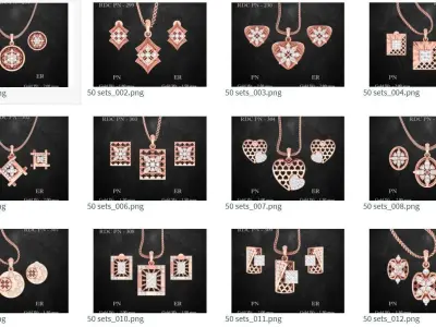 51 Light Wt Pendant Earrings set 3dm stl 3 view renders 3D print model