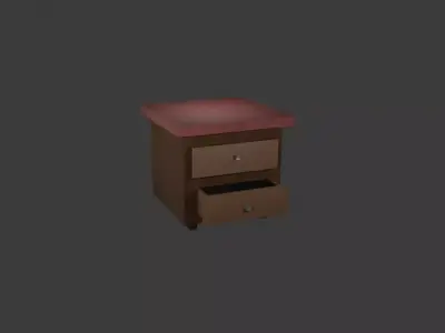 3 Bedroom Furniture Models  Nightstand Dresser Wardrobe  Lowpoly Low-poly 3D model