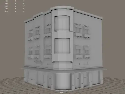 Building with windows and balconies Free low-poly 3D model