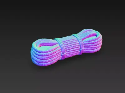 Medieval Rope Bundle - Coiled Rustic Hemp Rope PBR Low-poly 3D model