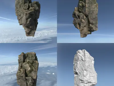 Low poly Mossy Floating Island Rock Pack 211205 Low-poly 3D model