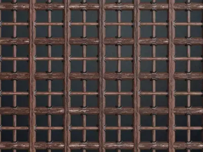 Medieval Heavy Timber Cage Lattice PBR Texture