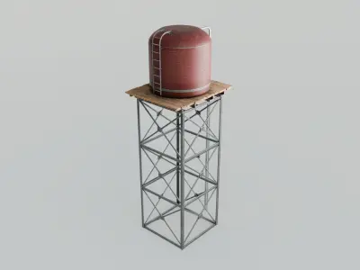 Tall Water Tower with 4K Textures Low-poly 3D model