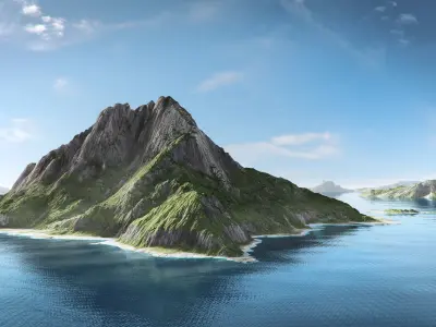 Volcano Island Low-poly 3D model