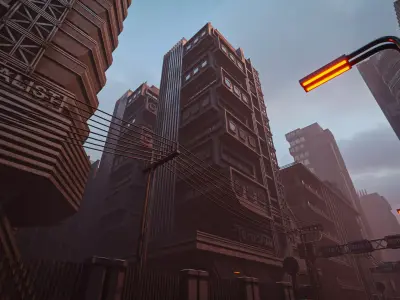 DYSTOPIAN BRUTALIST BUILDING SCIFI 02 Low-poly 3D model