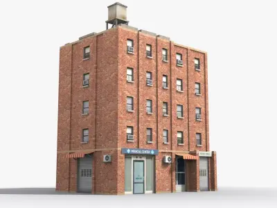 Apartment Building x13 Low-poly 3D model