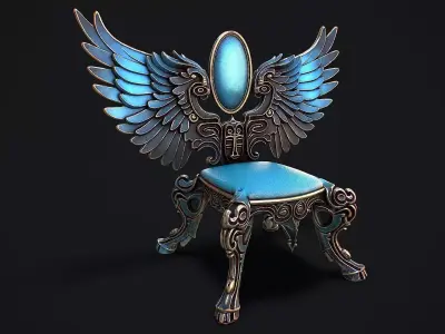Fantasy Throne 6 game ready 3d model Low-poly 3D model
