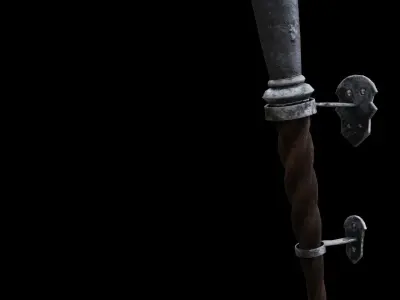 Torch medieval Prop PBR Free low-poly 3D model