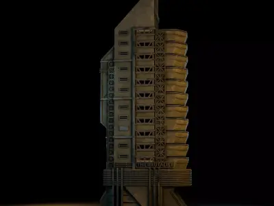 DYSTOPIAN BRUTALIST BUILDING SCIFI 01 Low-poly 3D model