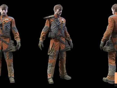 Sci-Fi Worker Low-poly 3D model