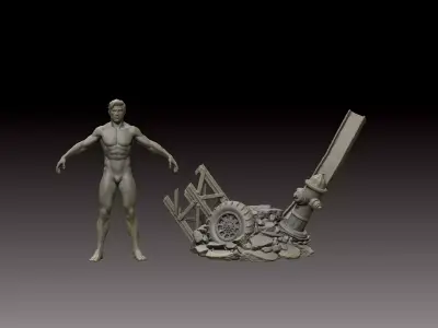 Street Ruins and Rubble - Action Figure Diorama - 3D Print File 3D print model