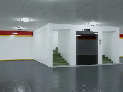 Shopping Centre Hall Low-poly 3D model