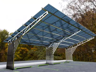 Lowpoly Solar Carport-L-1 Types-Steel Structure Low-poly 3D model