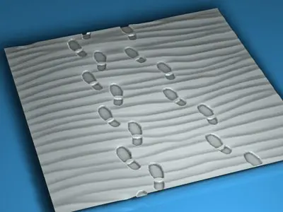 Footprints in sand 3D model