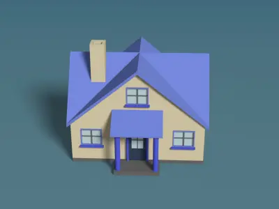 Stylized exterior lowpoly house  Low-poly 3D model