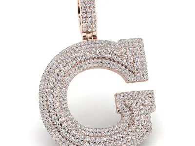 Alphabet Latter G Diamond Pendent 3D print model
