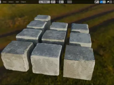 Props Concrete Barrier - Kit 006 Low-poly 3D model