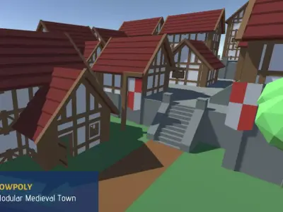 LOWPOLY - Medieval Town  3D model