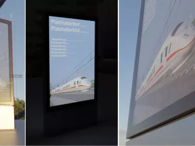Outdoor Poster Showcase with LED Lighting Low-poly 3D model